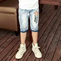 2016 hot summer design light blue star printed kids short pants boys elegant jeans denim shorts