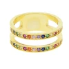 2018 latest new design Gold plated H shaped double line multi color cz women finger ring