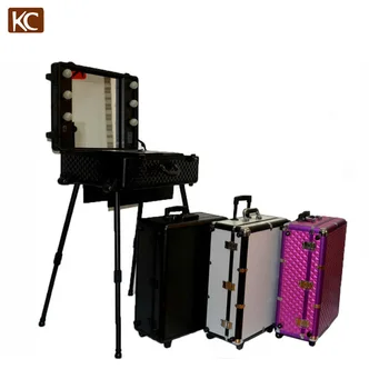 makeup trolley bag with lights