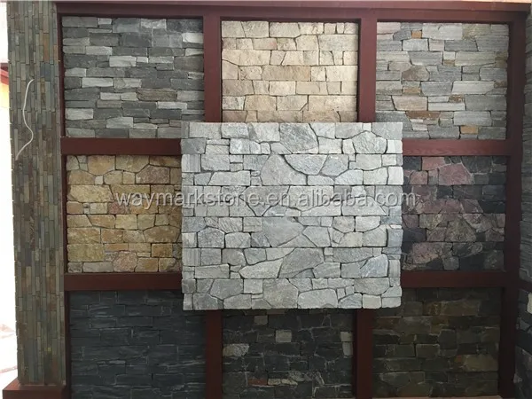 decorative Gray Limestone Cultured Wall Stone Panel with cement or iron mesh back CZ-N101