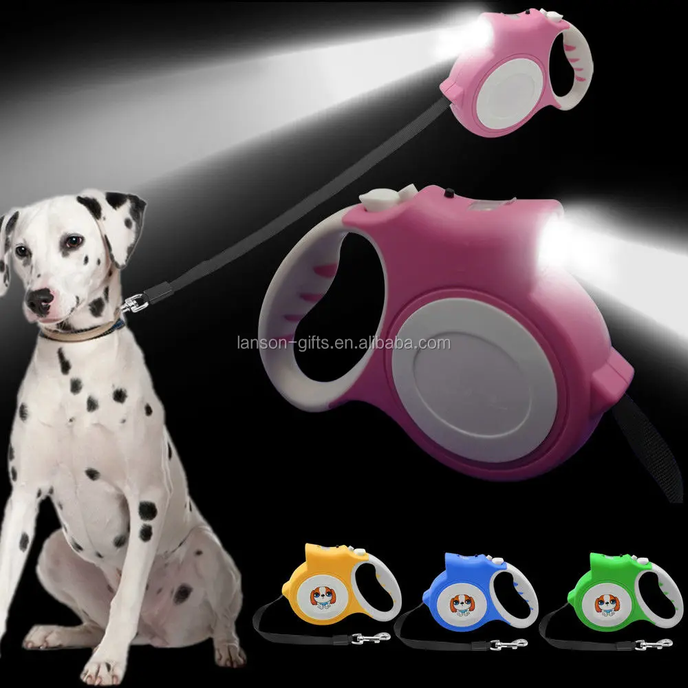 retractable dog lead with light