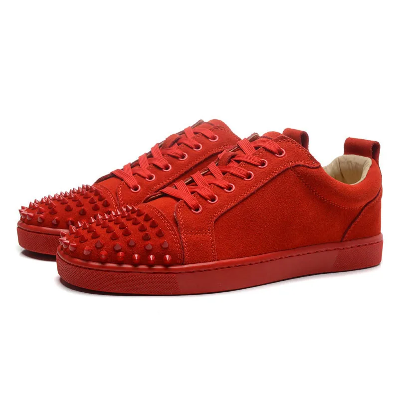 red bottom low top sneakers