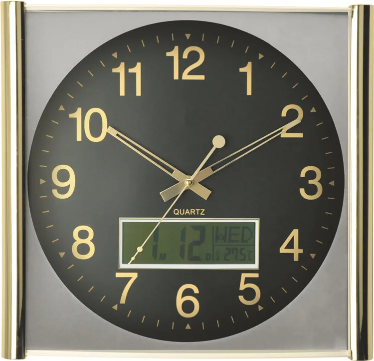 Analog Wall Clock With Lcd Date & Day Calendar - Buy Wall Clocks With