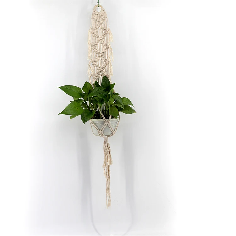 Home Decor Handmade Cotton Rope Flower Pot Plant Holder Hanging Planter Basket Plant Hanger