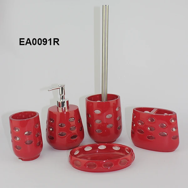 Ea0164 Red And Black Bathroom Accessories - Buy Red And Black Bathroom