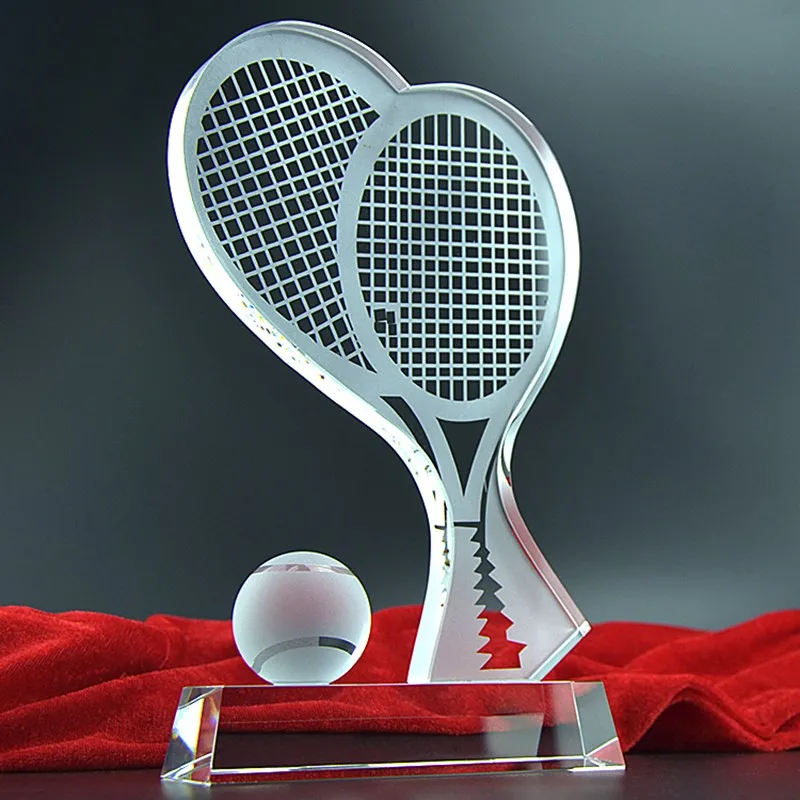 Customize Crystal Glass Badminton Trophy Crystal Tennis Trophy And ...