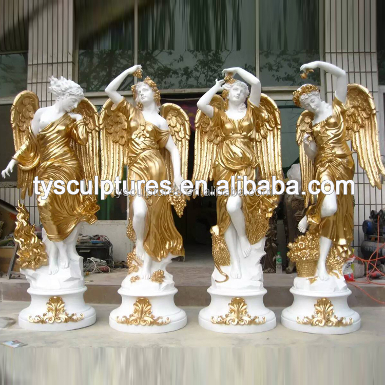 Beautiful Large Size Gold Resin Angel Statue Fiberglass Dancing Angel