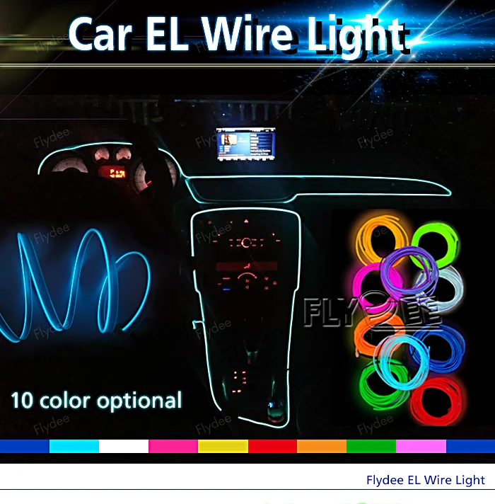 CE bright DC12v electroluminescent wire neon light constant on slow flashing quick flashing