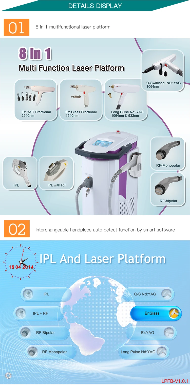 IPL RF and laser platform long pulse nd yag hair removal 