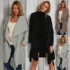New Arrival Womens Warm Fall Winter Mid-Long Lapel Woolen Coat with pocket S-XL
