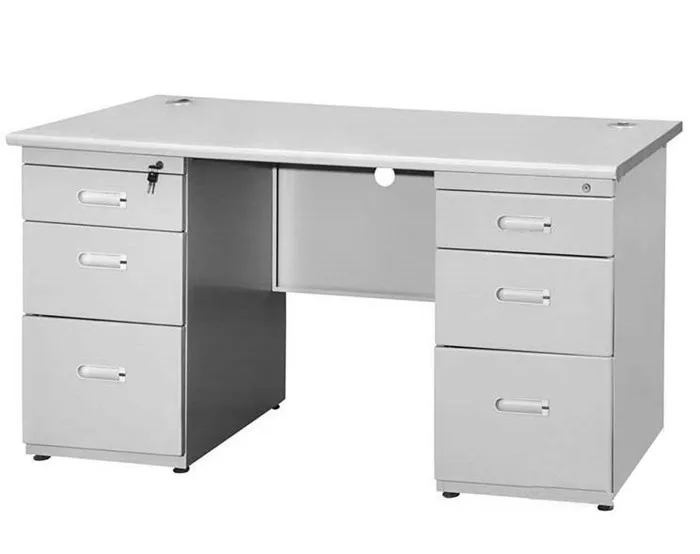 Single Person Double 3 Drawers White Steel Office Desk Modern - Buy 