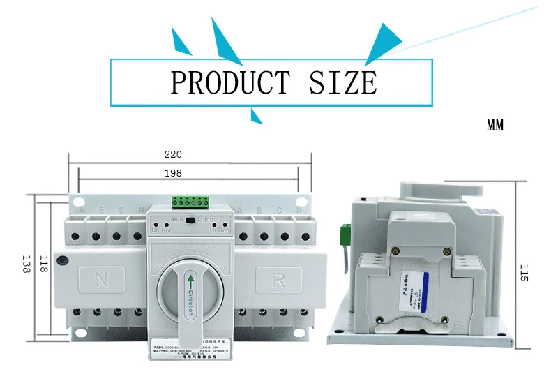 400V 4POLE ATS PHASE ELECTRICAL GENERATOR MANUAL AUTOMATIC CHANGEOVER SWITCH MCB