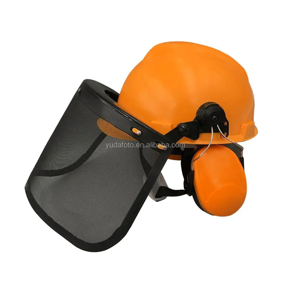 Fs3001 Lumber Safety Helmet With Earmuffs Mesh Visor Buy Safety