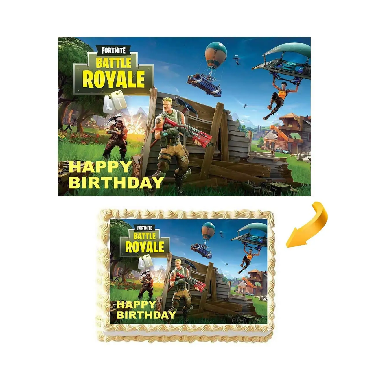 georld fortnite battle royale birthday cake topper edible image no name printed - where are the cakes in fortnite battle royale