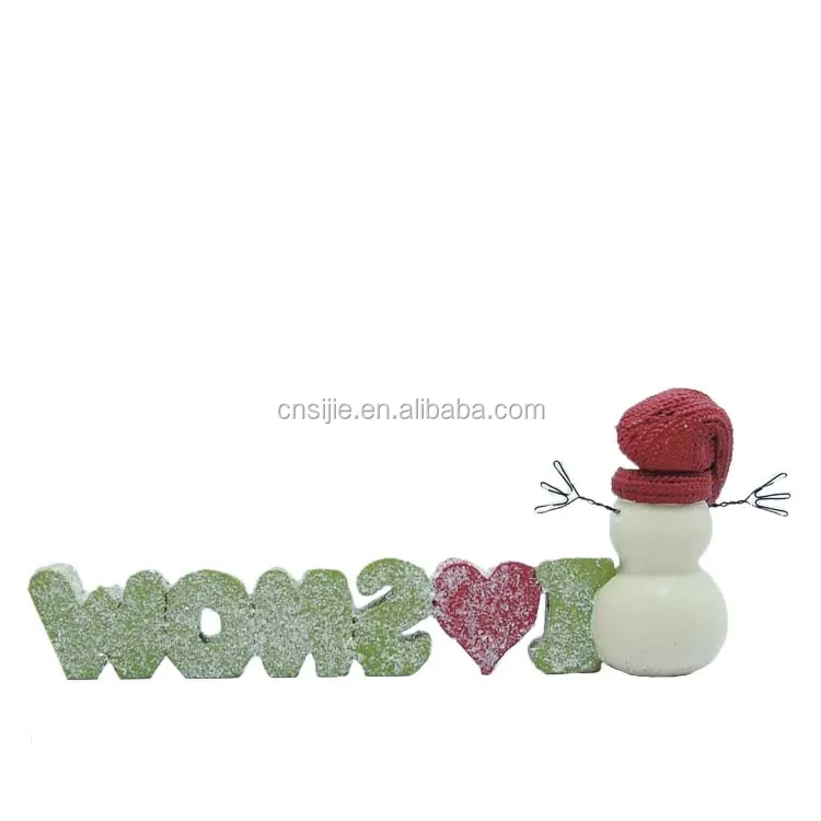 Resin figure  of I love snow with snowman Christmas decoration supplies