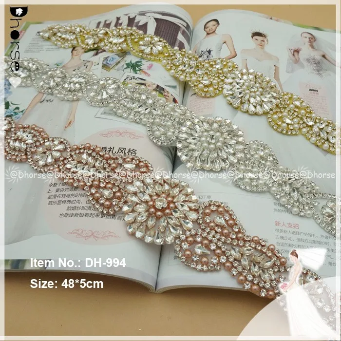 Custom Design Rose Gold Sequin Beaded Lace Applique Embroidered Wedding