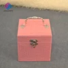 Custom luxury leather large mirror pink Jewellery packaging storage wooden gift jewelry packaging box for girls