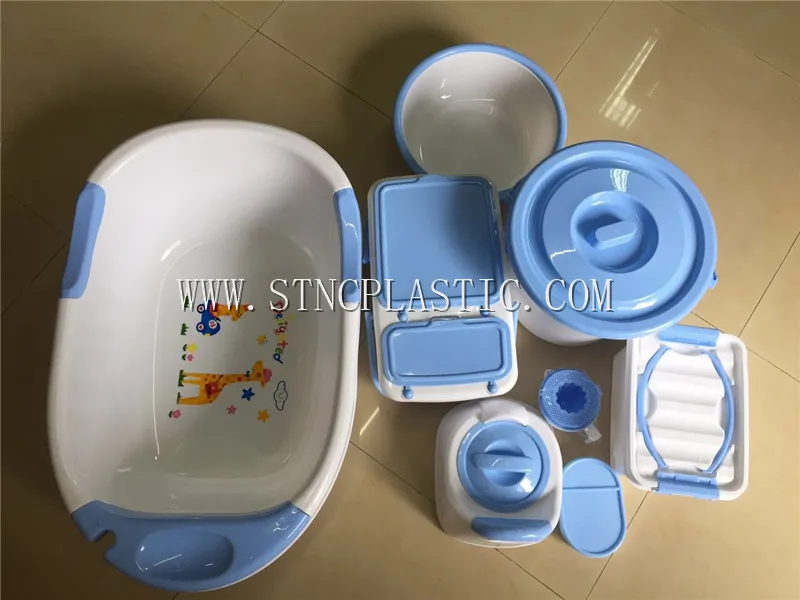 New West Africa Plastic Baby Bathtub Set 10pcs With Cow Basket Potty