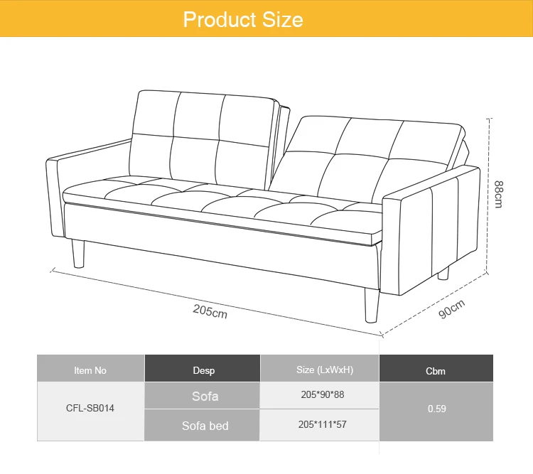 Wholesale Futon Sofa Bed Folding Modern Shenzhen Sibaile Fabric Sofa