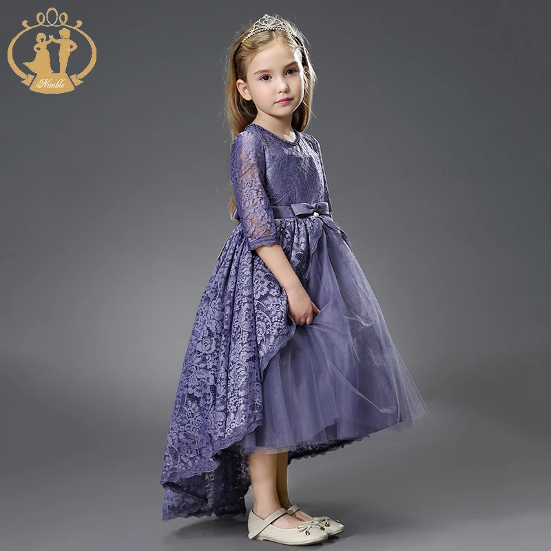 Nimble Hot Sale New Model Purple Elegent Long Ball Gown Lace With Tail