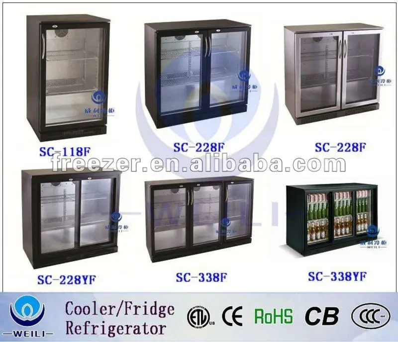 custom wholesale 338L beer fridge double glass door Commercial Under
