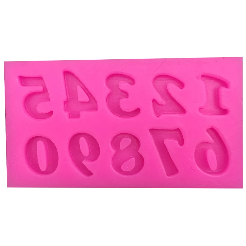 Free shipping 0 9 digital 3 d mold shape silicone kitchenware non stick cake decoration fondant