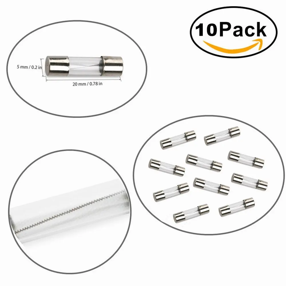 Time Delay Glass Fuse 2.5 Amp 250V 0.14 X 0.4 10Pcs//lot 2.5A Axial Slow Blow Fuse 3.6X10mm T2.5AL250V