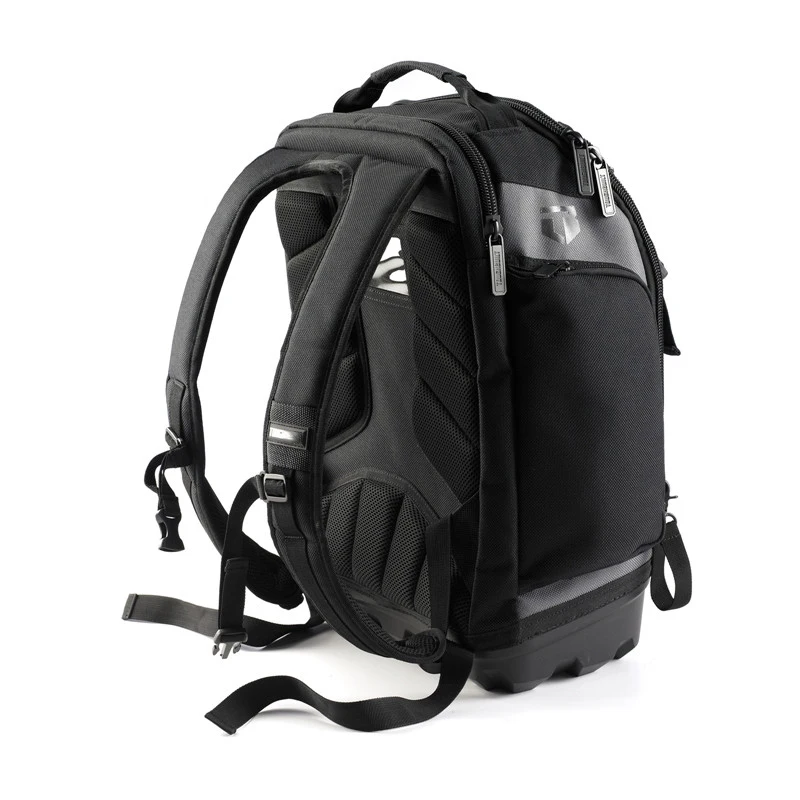 1680D Polyester Nylon Waterproof Custom Brand Factory OEM Heavy Duty Tool Backpack Electrician Networking Bag Black