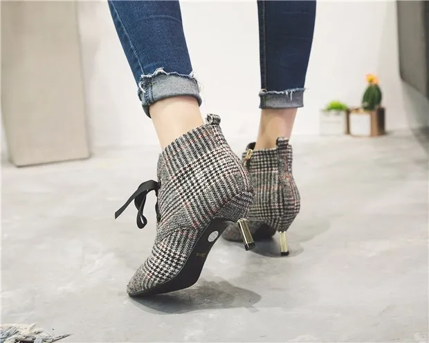The Latest Design Of The Fashion Grid Ankle Boots Ladies Women Shoes ...