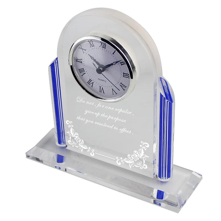 Custom Advertising Gift Table Desk Clock Engraved Clear Acrylic