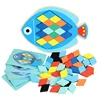 Assemble Board Game Animal Wood Owl Fish Brick Shape Color Match Sorting Blocks Toy