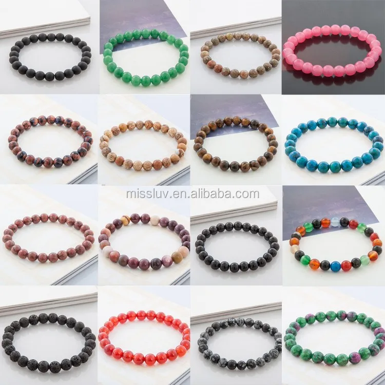 8mm Real Stone Bracelets 18 Kinds Of Natural Stone Beaded Bracelets ...