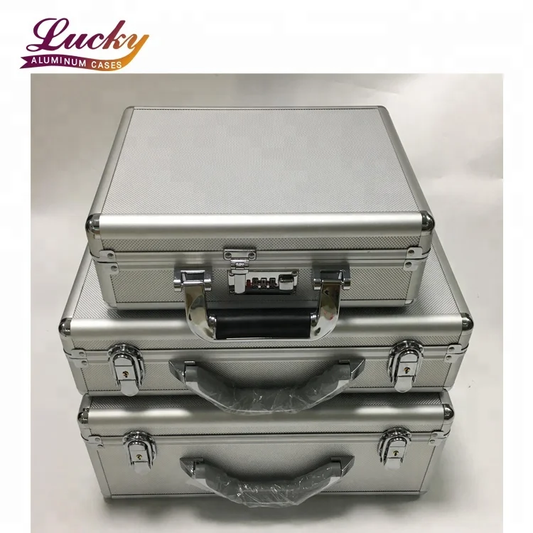 Customized Foam Insert Silver Aluminum Briefcase Executive Attache