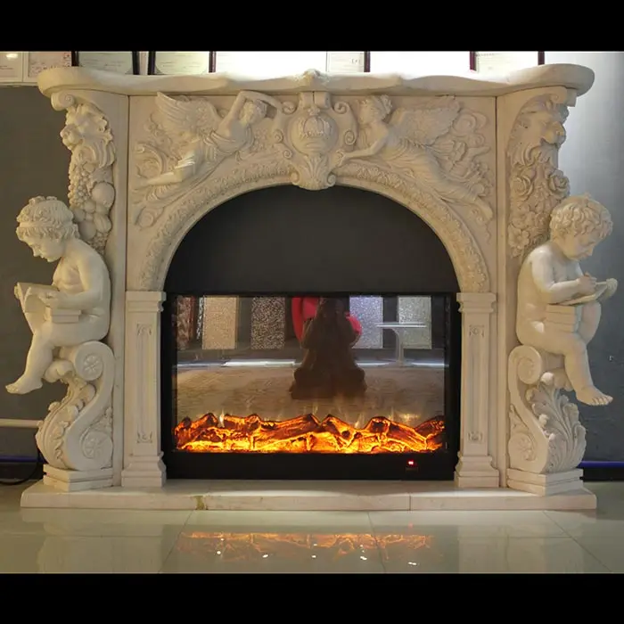 Cost Effective Natural Stone Electric Fireplace Mantel View Faux