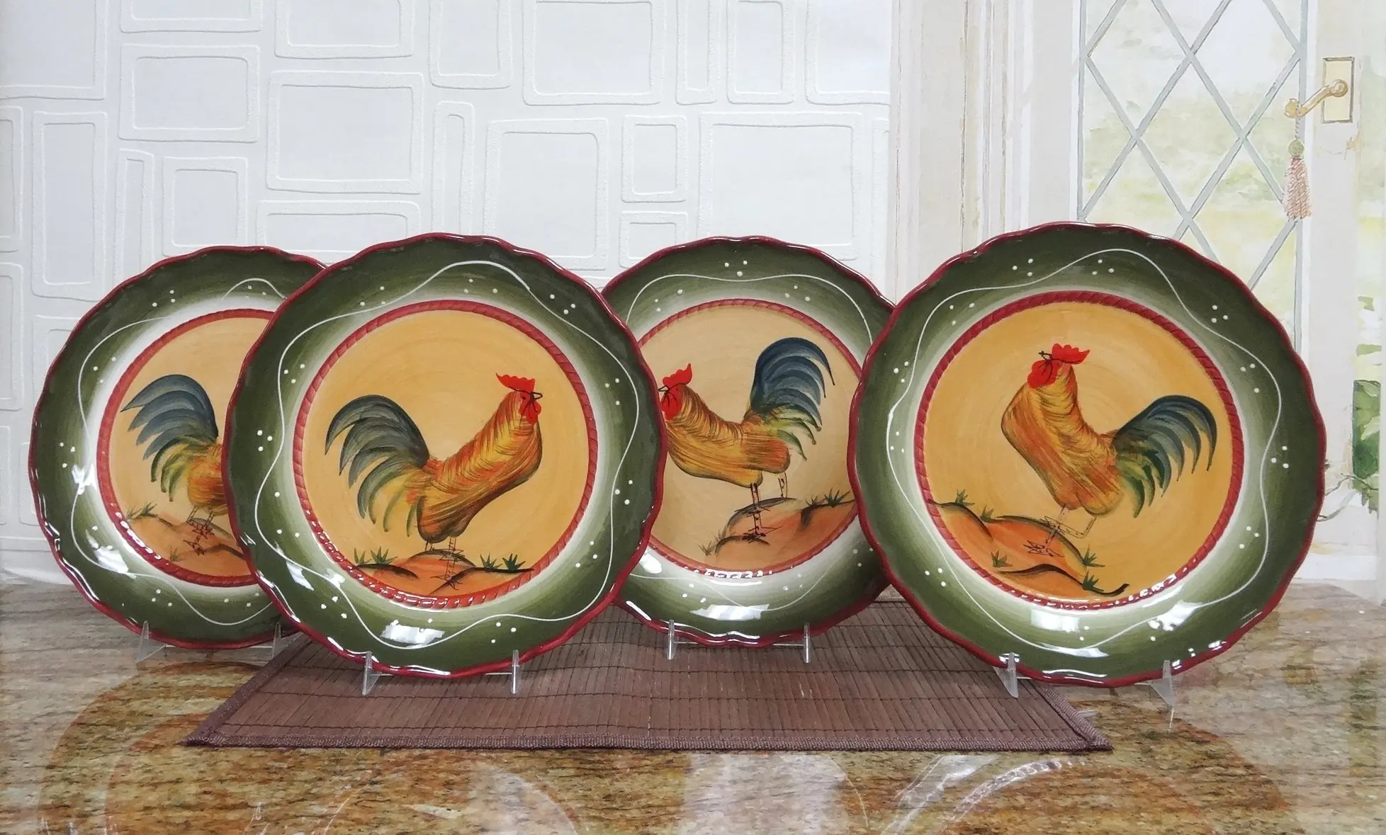 Decorative Accessories Sunshine Rooster Hand Painted 5 Piece