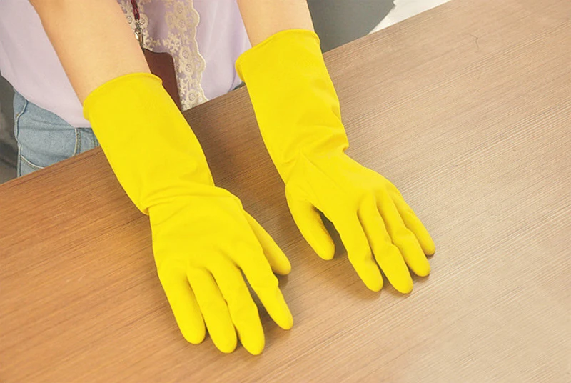 Household Waterproof Rubber Glove Kitchen Cleaning Long Sleeve Gloves Cheap Sale Everlast Latex