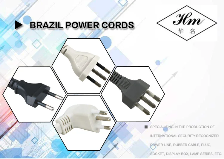 Brazilian Power Cord Nbr 14136 Uc Type N Plug Inmetro Certified Tuv Ac
