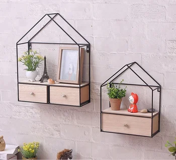 Double Drawers Wall Hanging Iron Art Wooden Shelf Locker Cabinet Wood Product On Double Drawers Wall Hanging Iron Art Wooden Shelf Locker Cabinet Wood Product On