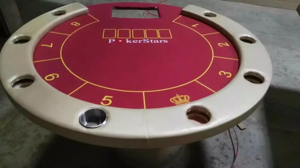 48'' Red Playing Card Poker Table With 8 Steel Cups 8 Players Buy