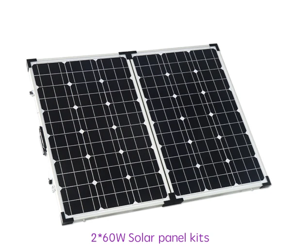 Anti Aging Portable Solar Power 2x60w Folding Solar Panels For Camper Solar Kit