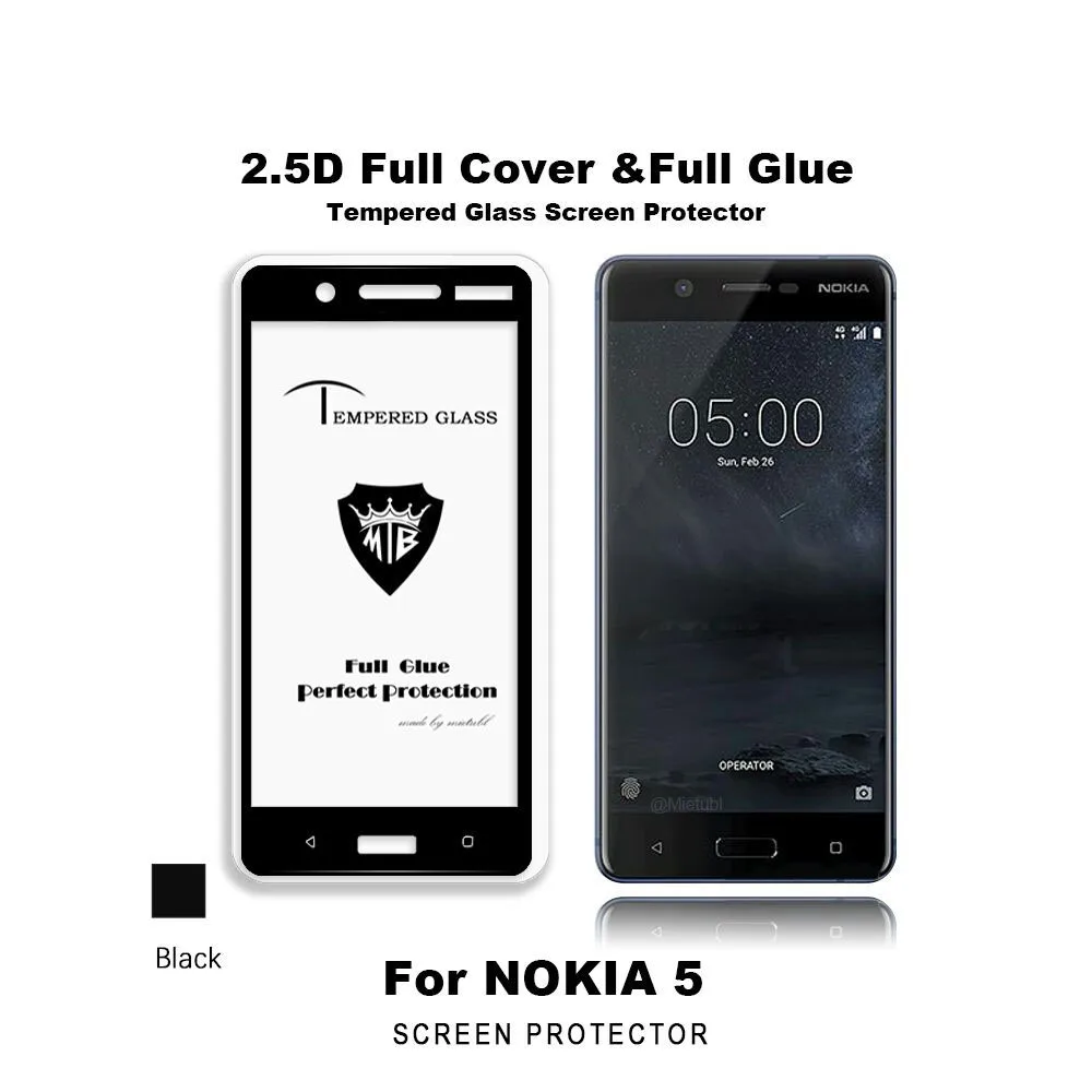 Tempered Glass Screen Protector for Nokia 2 3 5 6 7 8 / 9H 2.5D Full Cover & Full Glue film