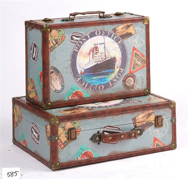 Vintage Suitcase Style Storage Boxes Leather Trunk Buy Suitcase Style