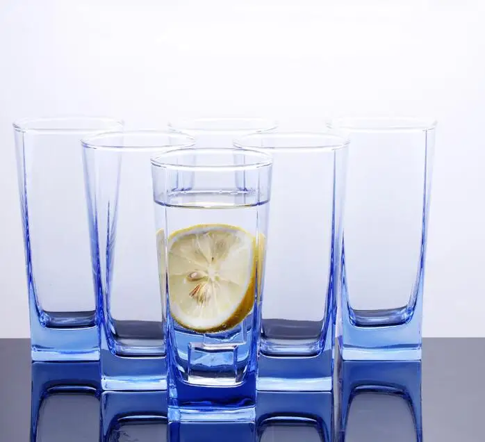 Glassware Factory Pressed Blue Glass Tumbler For Drinking Clear Tumbler
