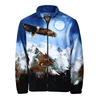 Hot sale 100% polyester cheap animal printed fleece jacket for men