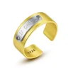 CZCITY 100% 925 Sterling Silver If Only Letter Open Rings for Lover's 18K Gold Color Simple Brushed Couple Wedding Rings Jewelry
