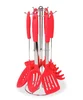 Set of 6 pcs Red Silicone Kitchen Cooking Tool Set Colorful Stainless Steel Kitchen Appliance Utensils Set