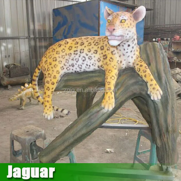 Fiberglass Statues Sculpture Life Size Large Animal Of Jaguar For Sale