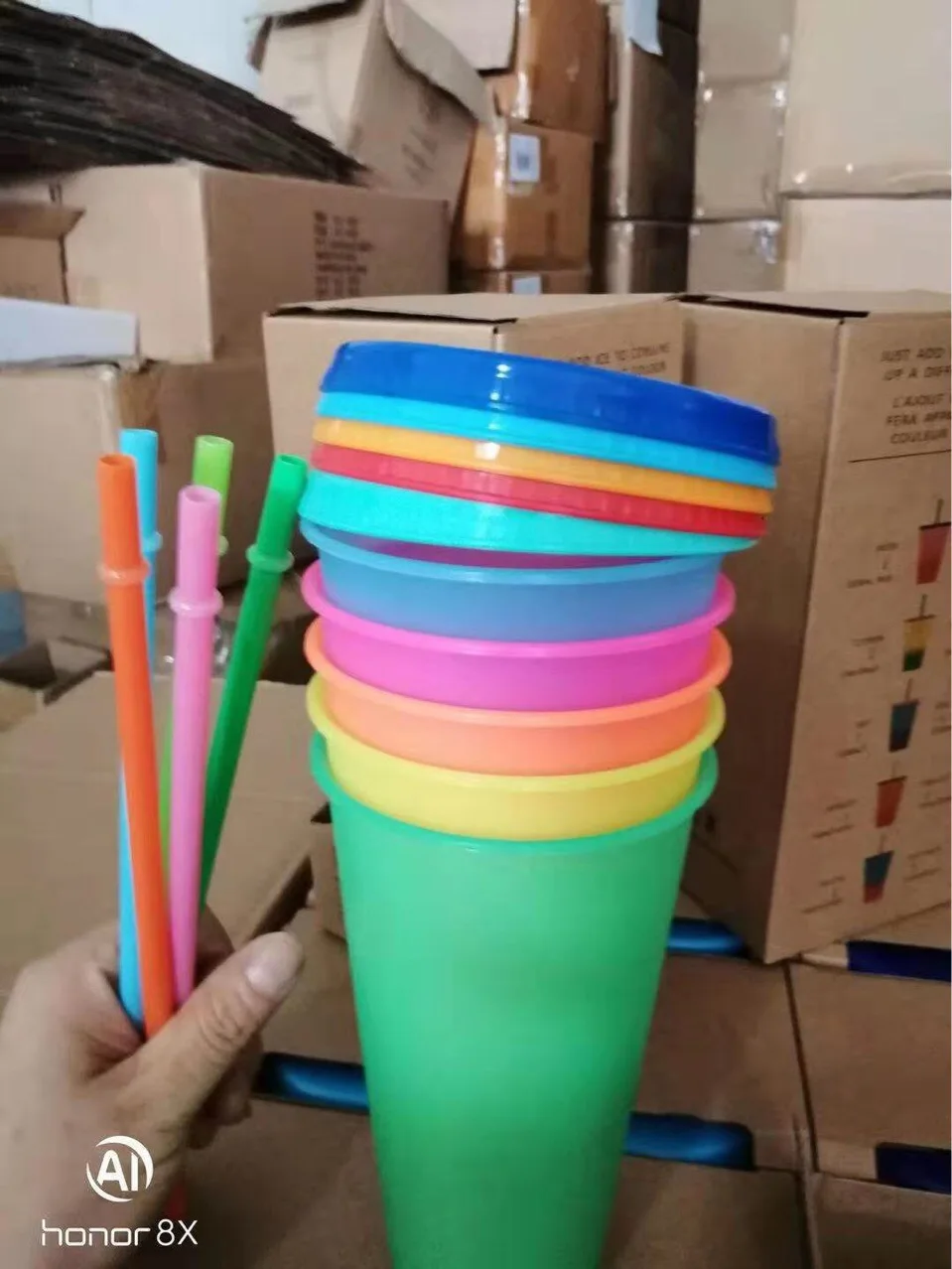 2019 New Product 24oz Reusable Custom Plastic Color Changing Cold Cup Tumblers With Lids And