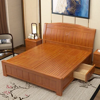 Modern Solid Wood Frame Wedding Bed