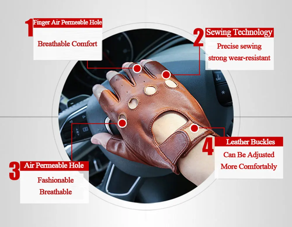 Wholesale Summer Fingerless Car Driving Leather Gloves Buy Driving